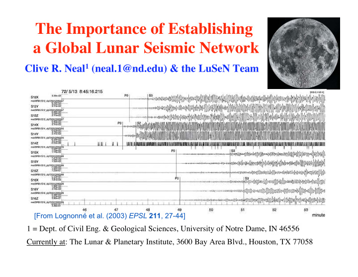 the importance of establishing a global lunar seismic