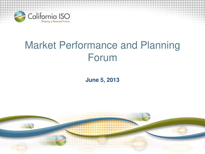 market performance and planning