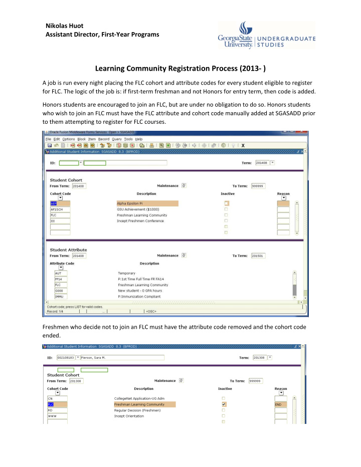 learning community registration process 2013