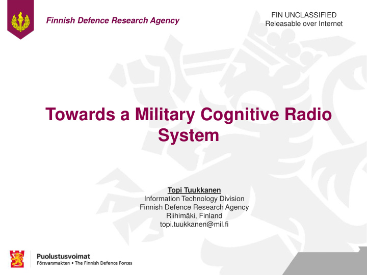 towards a military cognitive radio system