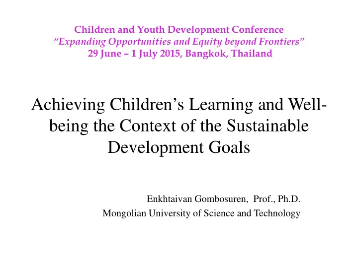 achieving children s learning and well being the context