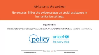 No excuses: filli  illing the evid  idence gap on social assistance in  in  humanitarian settings
