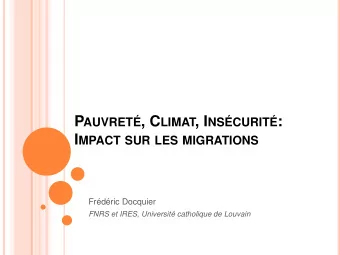 P AUVRET , C LIMAT , I NSCURIT : I MPACT SUR LES MIGRATIONS  Frdric Docquier  FNRS et