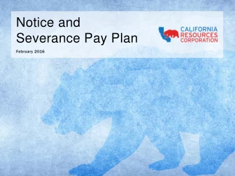 Severance Pay Plan  February 2016  AGENDA  Notice and Severance Pay Plan (NSPP)  Other Retirement