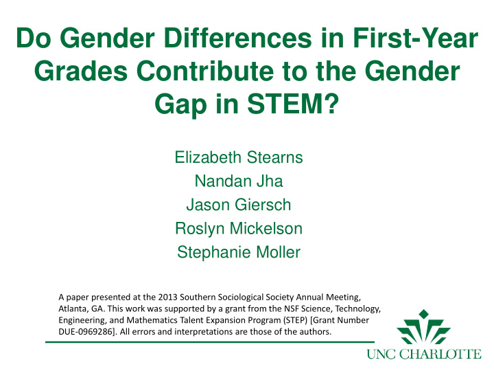 do gender differences in first year grades contribute to