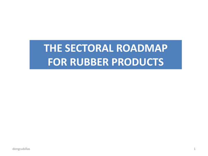 the sectoral roadmap