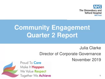 Community Engagement  Quarter 2 Report  Julia Clarke  Director of Corporate Governance  November
