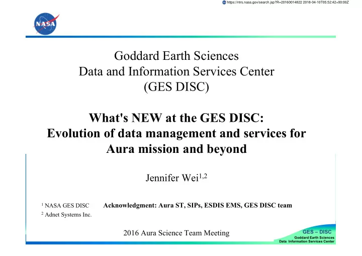 goddard earth sciences data and information services