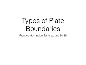 Types of Plate  Boundaries  Prentice Hall-Inside Earth, pages 34-35  The Theory of Plate Tectonics