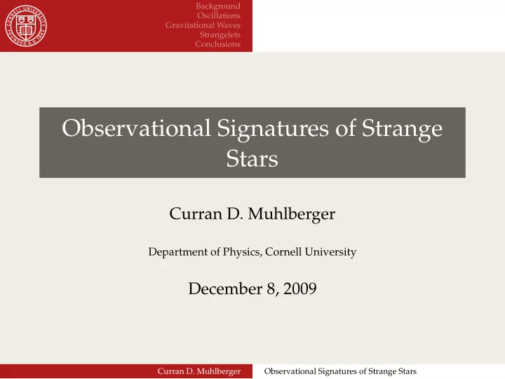observational signatures of strange stars