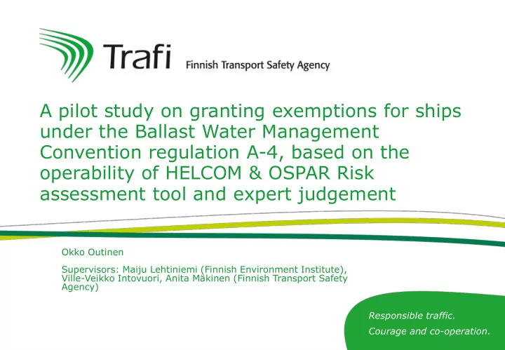 a pilot study on granting exemptions for ships under the
