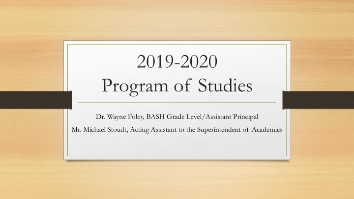 2019 2020 program of studies