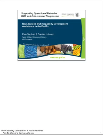 1  - Pete Southen and Damian Johnson  Joint steering committee combined MPI/MFAT The programme is