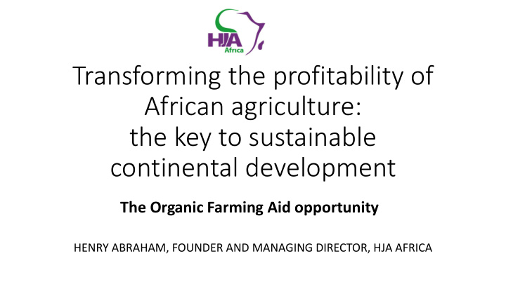transforming the profitability of african agriculture the