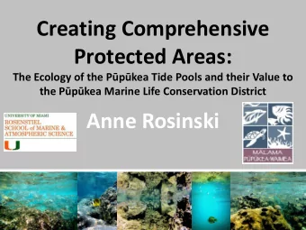 Creating Comprehensive  Protected Areas:  The Ecology of the Ppkea Tide Pools and their Value