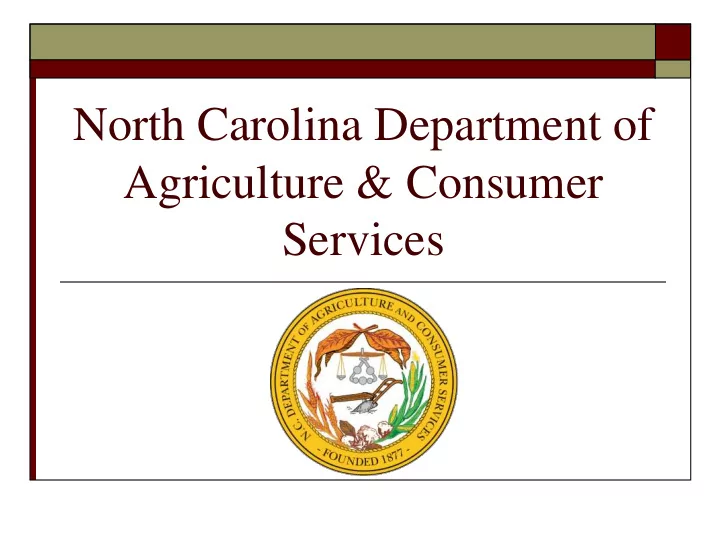 services north carolina agriculture
