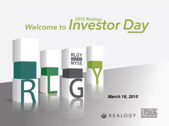 March 18, 2015  Safe Harbor Statement  This presentation contains forward-looking statements. The