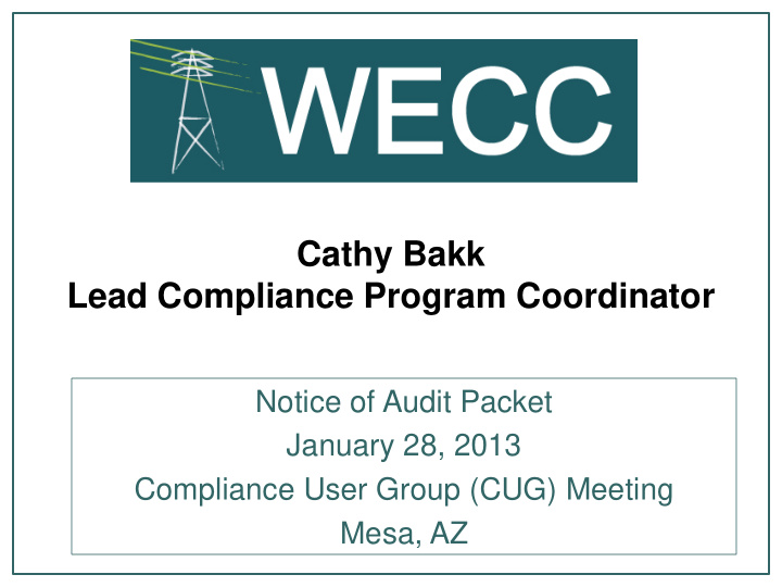 cathy bakk lead compliance program coordinator