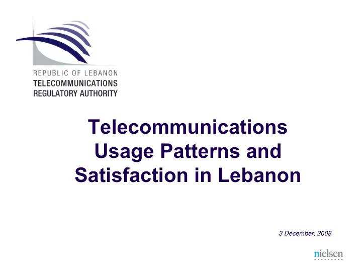 t l telecommunications i ti usage patterns and usage