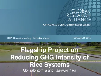 Flagship Project on  Reducing GHG Intensity of  Rice Systems  Gonzalo Zorrilla and Kazuyuki Yagi