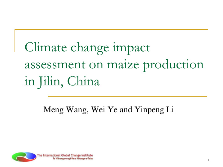 climate change impact assessment on maize production in