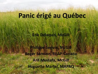 Panic rig au Qubec  Erik Delaquis, McGill  Philippe Seguin, McGill  Roger Samson, REAP-Canada