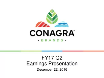 FY17 Q2  Earnings Presentation  December 22, 2016 Todays Presenters  Johan Nystedt  VP, Treasury