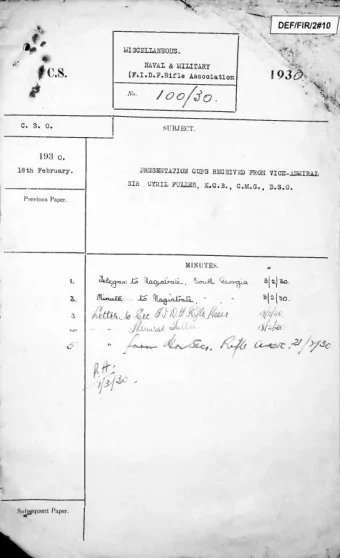 #c.s. 1 930 : {F .I . D .F .R ifle A ssociation  4*  No. / &lt;? (5/ o . C. 3. 0.  SU B JEC T . 193