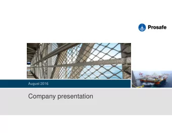 Company presentation  Disclaimer  All statements in this presentation other than statements of