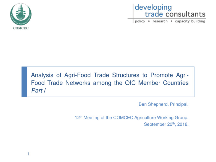analysis of agri food trade structures to promote agri