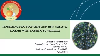 PIONE  ONEERIN  ERING  G NEW  W FRON  ONTIERS  IERS AND  D NEW  W CL  CLIMAT  MATIC  IC  REGIO