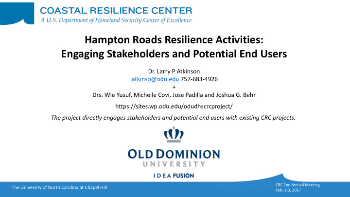 hampton roads resilience activities engaging stakeholders