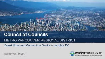 Council of Councils  METRO VANCOUVER REGIONAL DISTRICT  Coast Hotel and Convention Centre