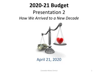 2020-21 Budget  Presentation 2  How We Arrived to a New Decade  April 21, 2020  Coxsackie-Athens