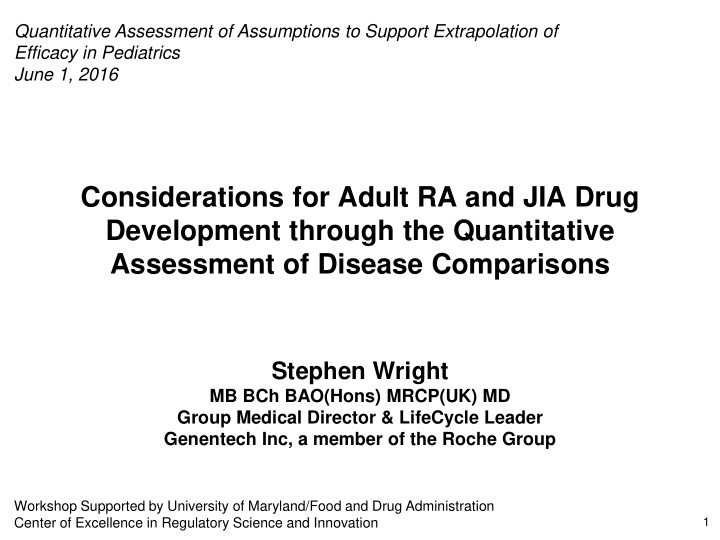 considerations for adult ra and jia drug development