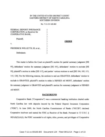 ORDER  )  V.  )  )  FREDERICK WILLETTS, III, et al.,  )  )  Defendants.  )  This matter is before