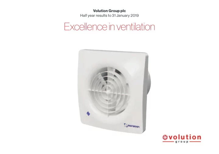 excellence in ventilation introduction