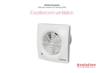 Excellence in ventilation  Introduction  Excellence in ventilation  Volution Group plc is a leading