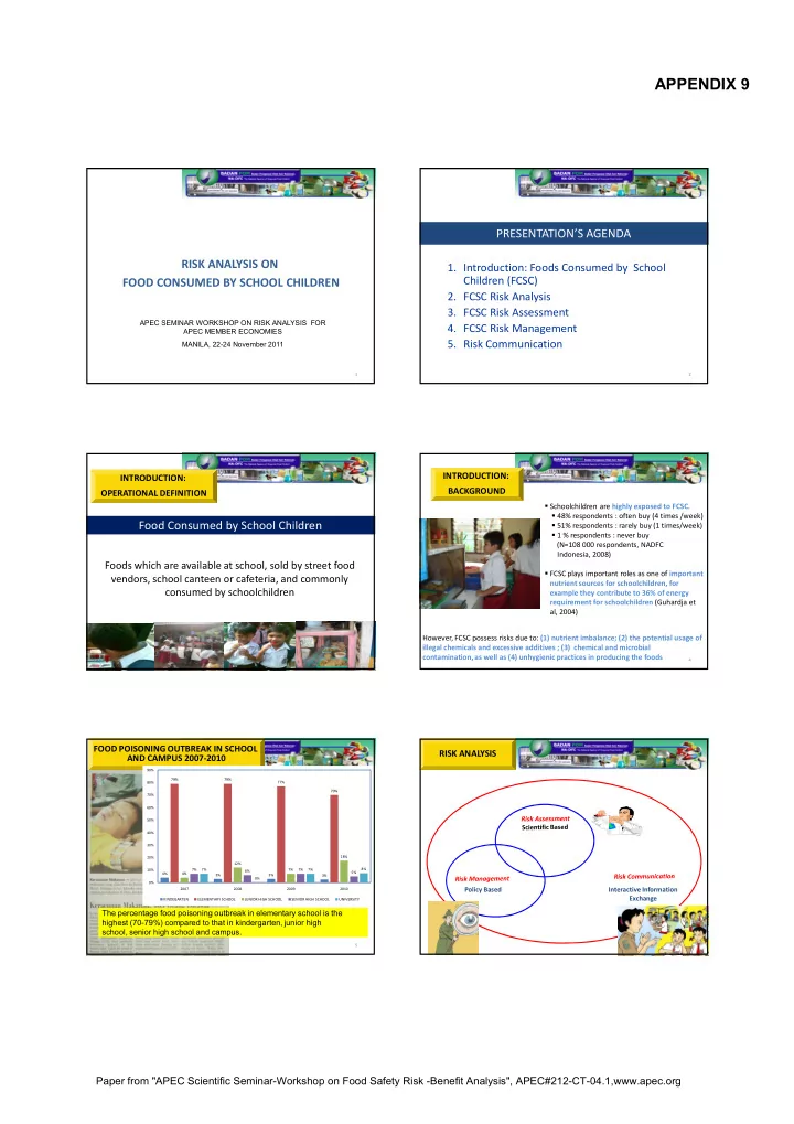 presentation s agenda risk analysis on 1 introduction