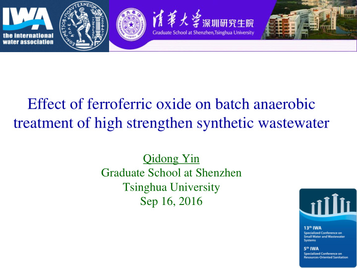 treatment of high strengthen synthetic wastewater