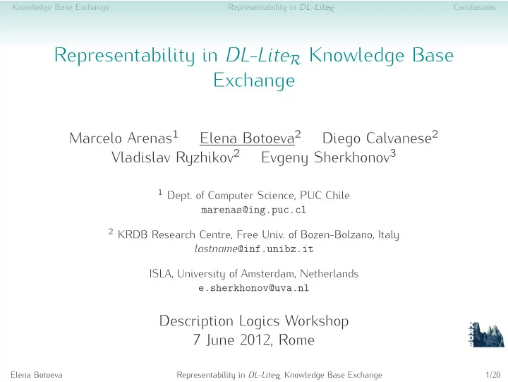 representability in dl lite r knowledge base exchange