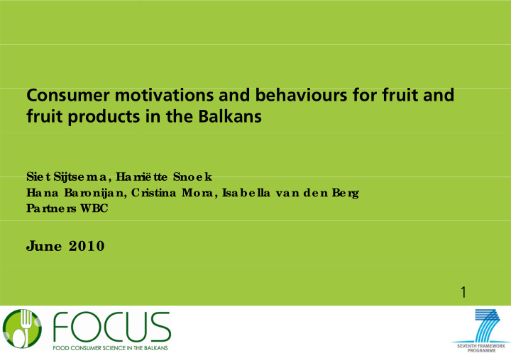 consumer motivations and behaviours for fruit and i i d b