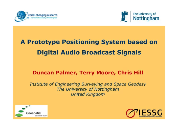 a prototype positioning system based on digital audio