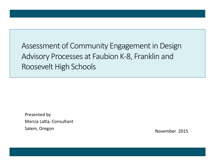 assessment of community engagement in design advisory