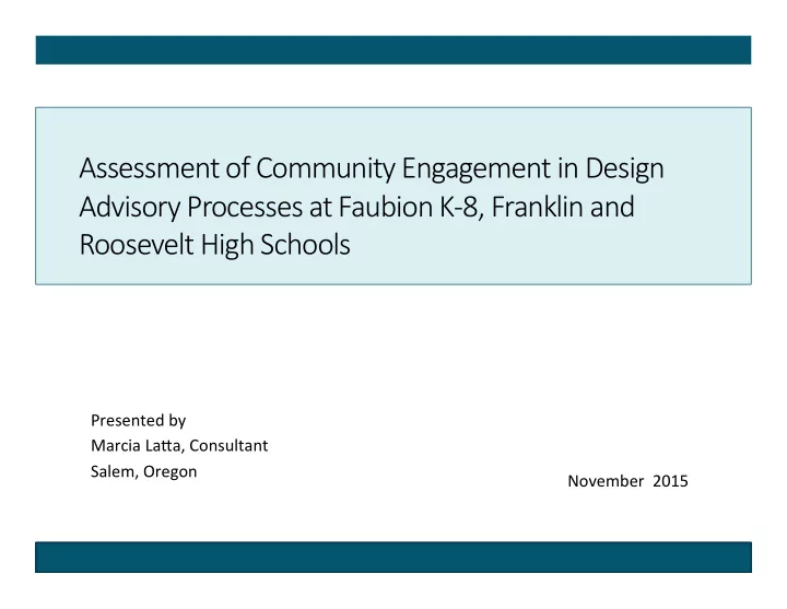 assessment of community engagement in design advisory