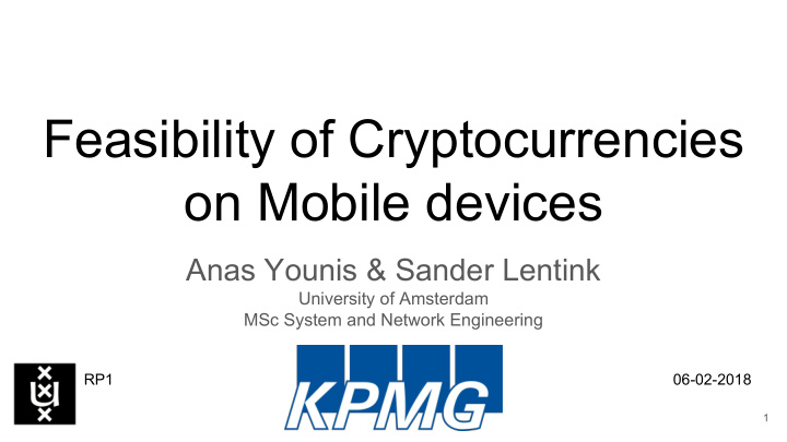 feasibility of cryptocurrencies on mobile devices