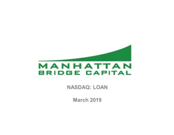 NASDAQ: LOAN  March 2019  Forward-Looking Statements  This presentation includes forward-looking
