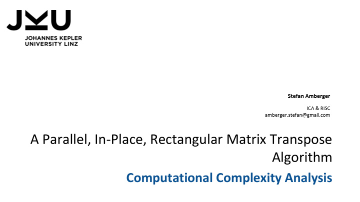 a parallel in place rectangular matrix transpose algorithm