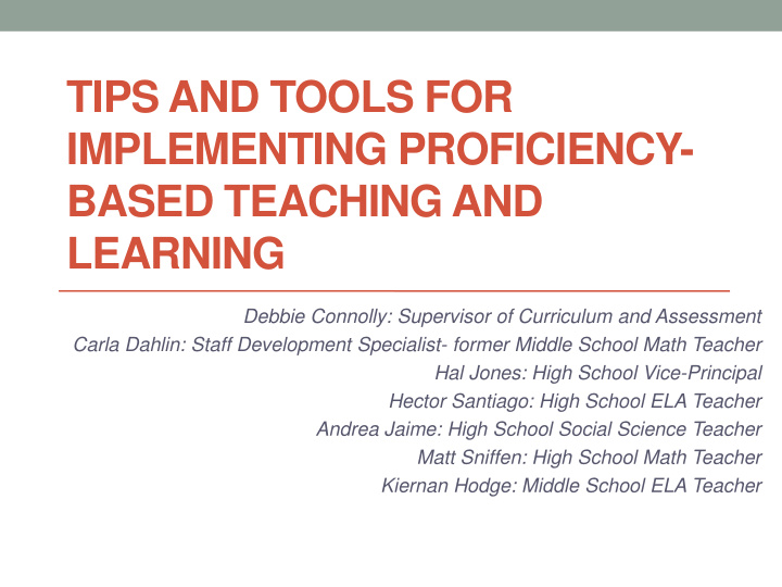 tips and tools for implementing proficiency based