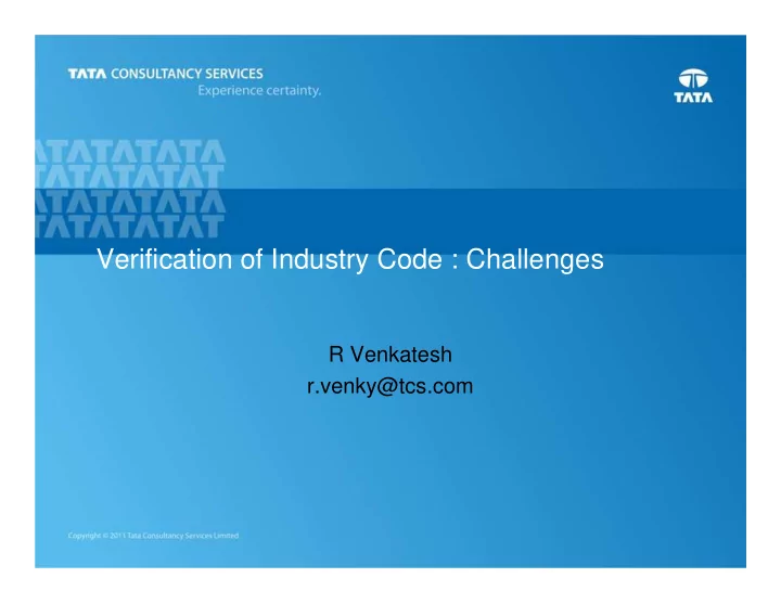verification of industry code challenges